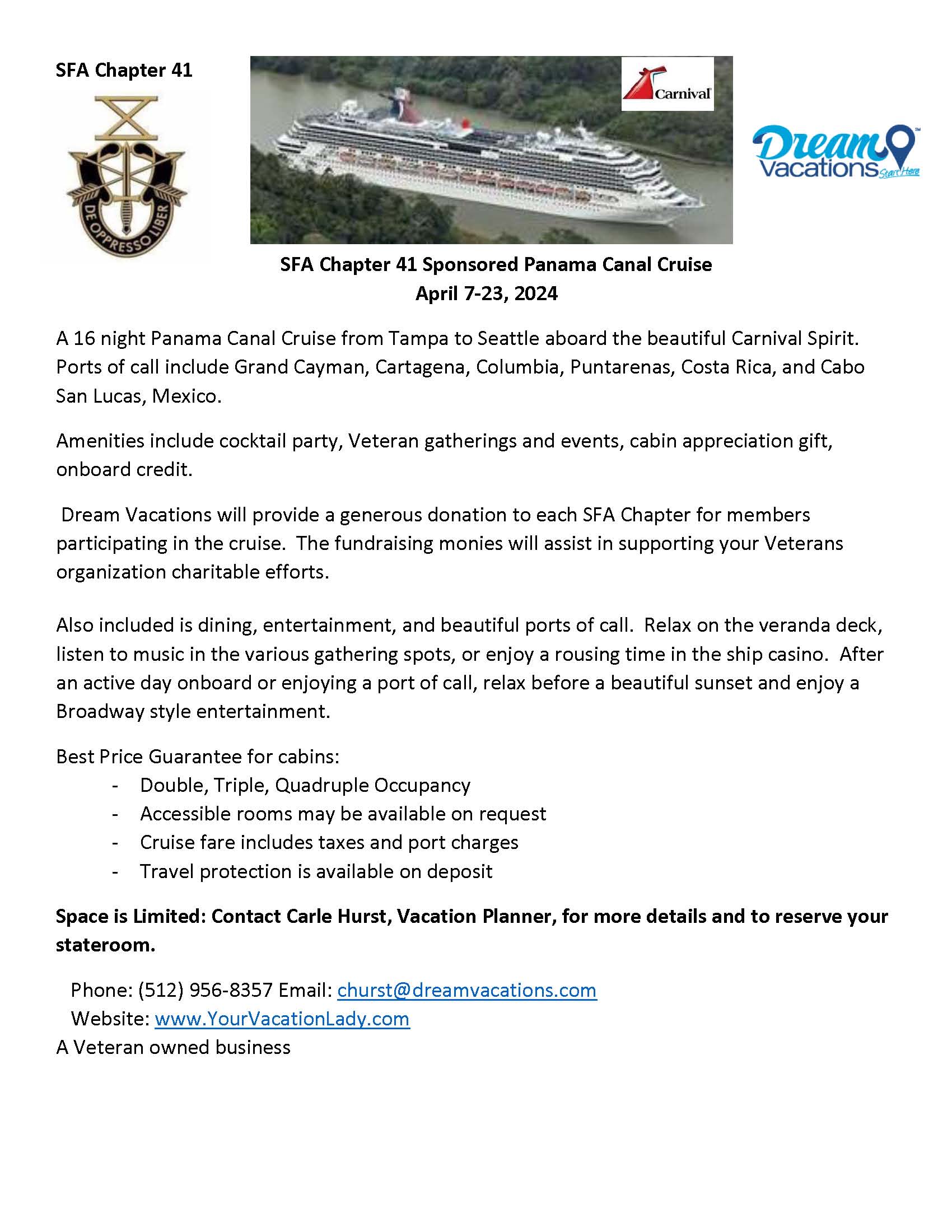 2024 Panama Canal Cruise Fundraiser